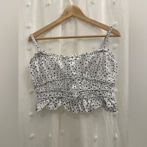 J. Crew White and Black Spotted Crop Top